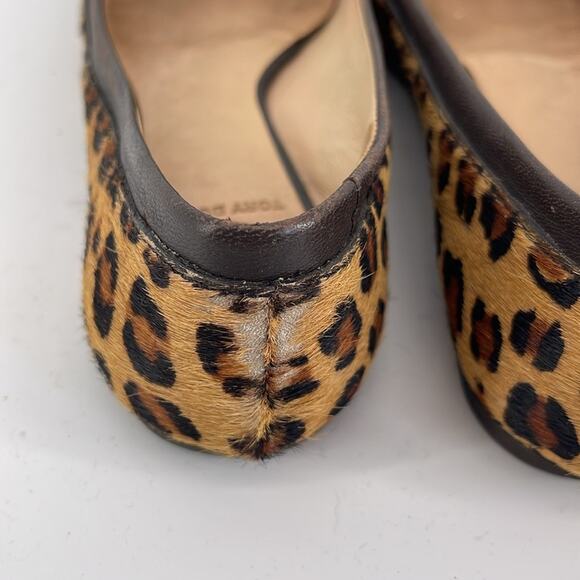 Tory Burch Reva calf skin leather leopard print slip on ballet flat shoes sz 6.5 - Picture 6 of 7
